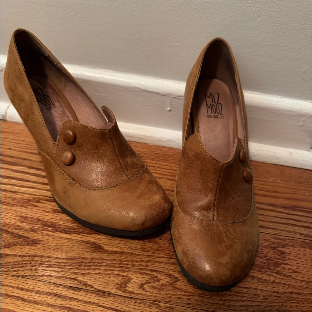 Miz Mooz Women's Brown Leather Wedges